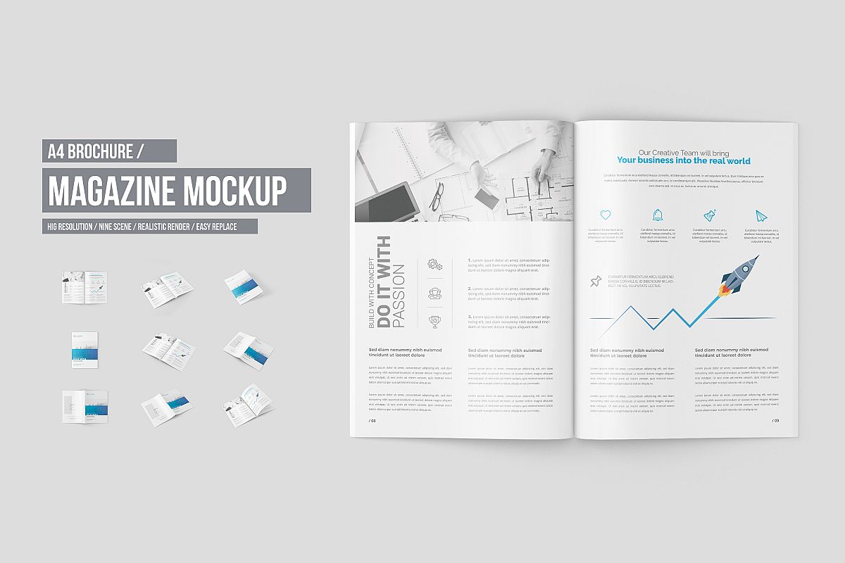 Download A4 Magazine / Brochure Mockup by ToaSin | Design Bundles
