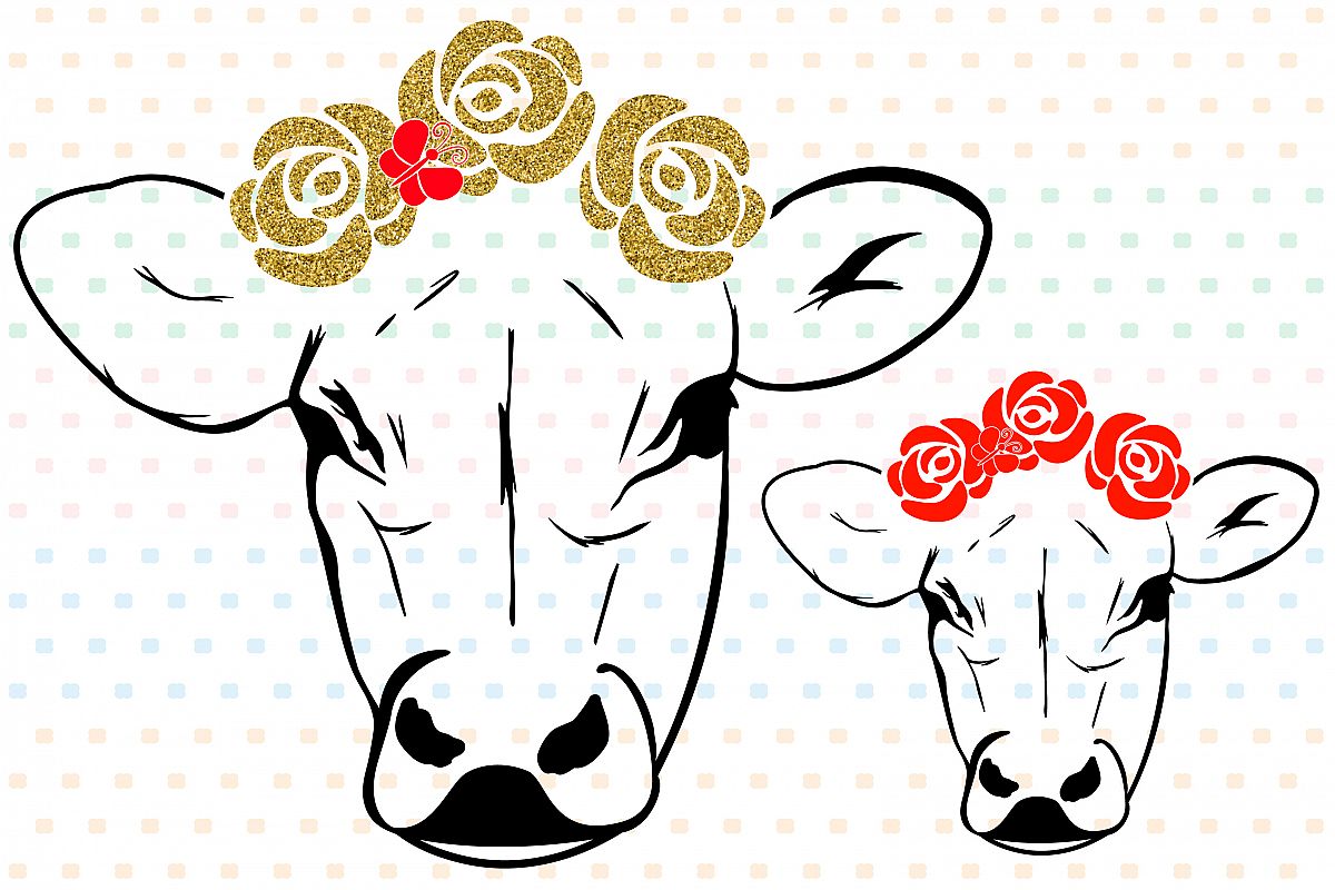 Download Cow with Flowers Silhouette SVG Cutting | Design Bundles