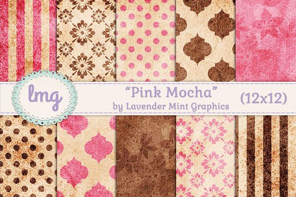 Pink and Brown Digital Scrapbook Paper example image