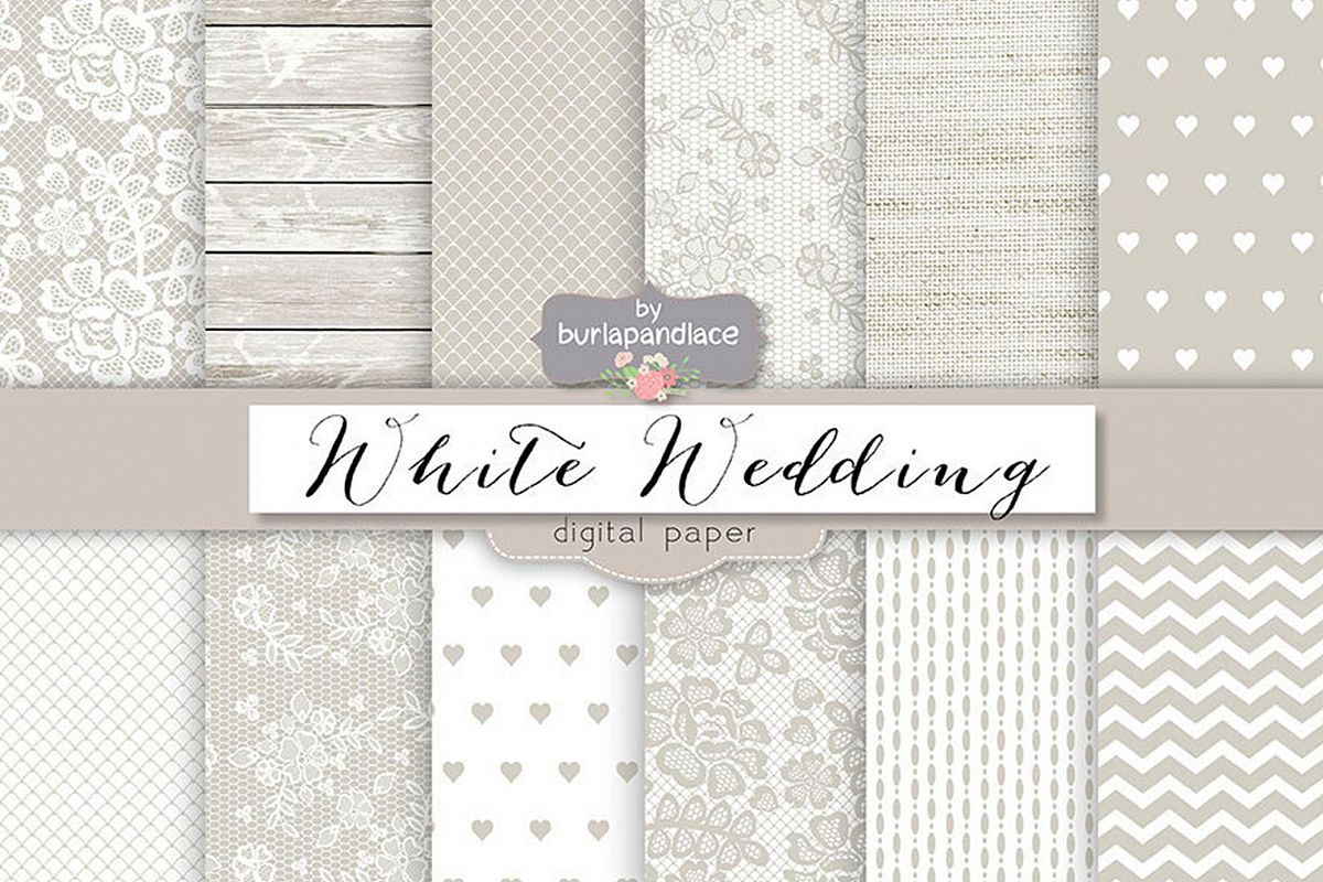 White wedding digital paper pack example image