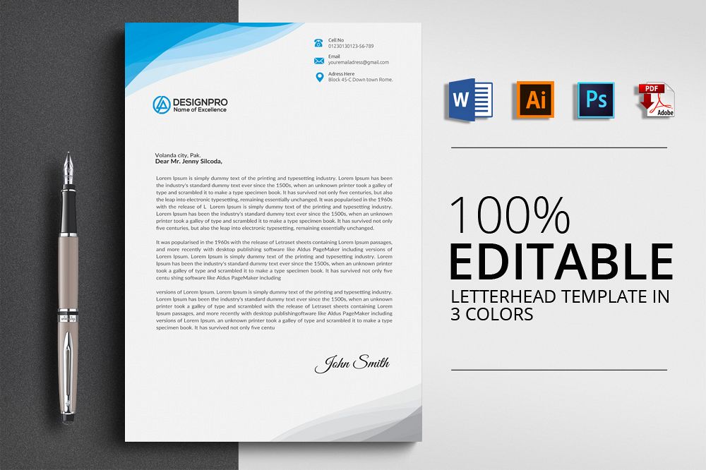 Professional Letterhead Design by Desig  Design Bundles