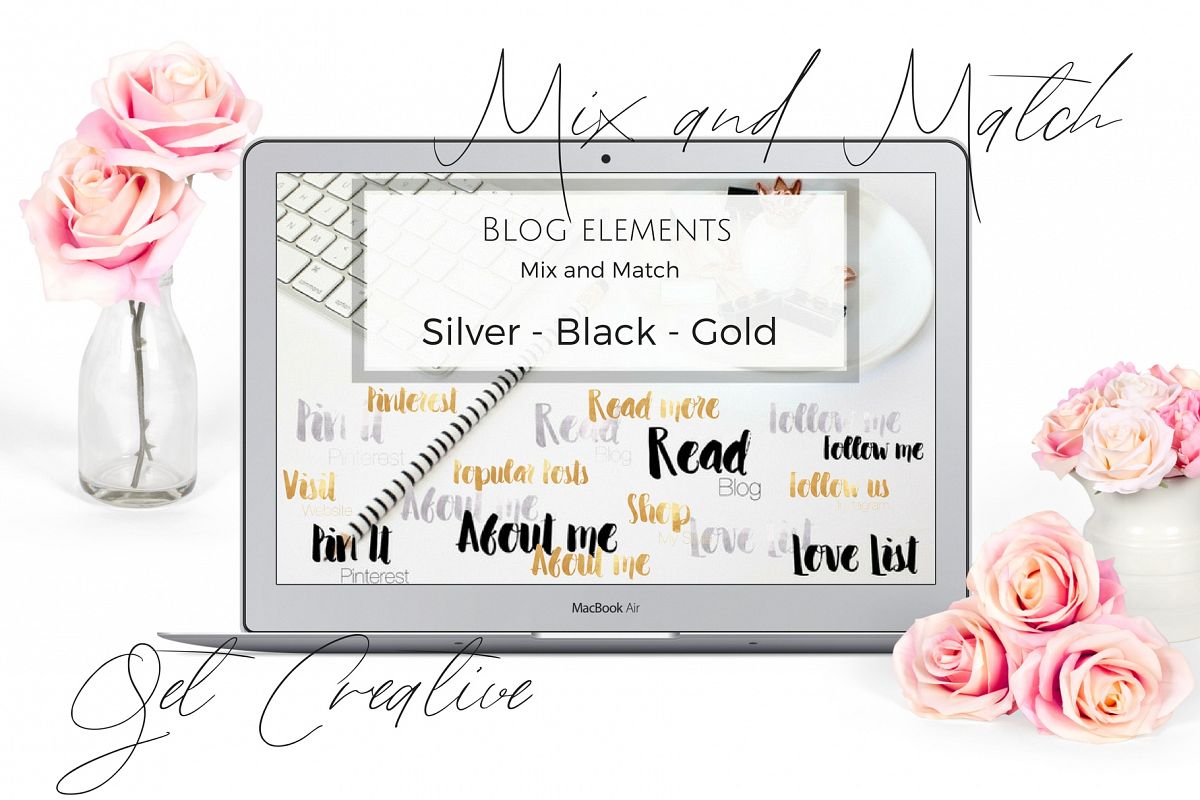 Blog elements - Black, Gold and silver example image