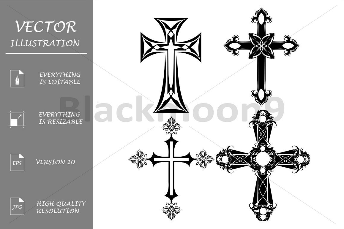 Four black crosses example image