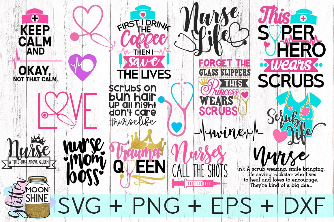 Nurse Bundle SVG DXF PNG EPS Cutting Files example image