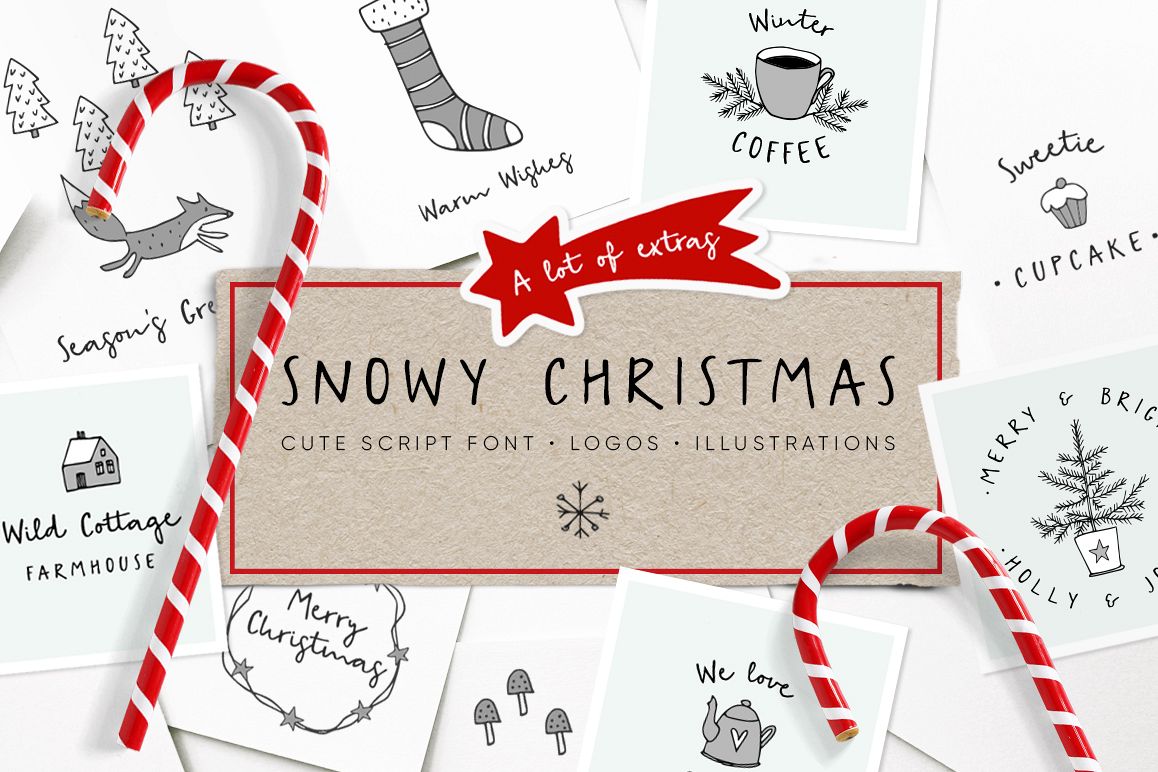 Snowy Christmas script font & logos example image