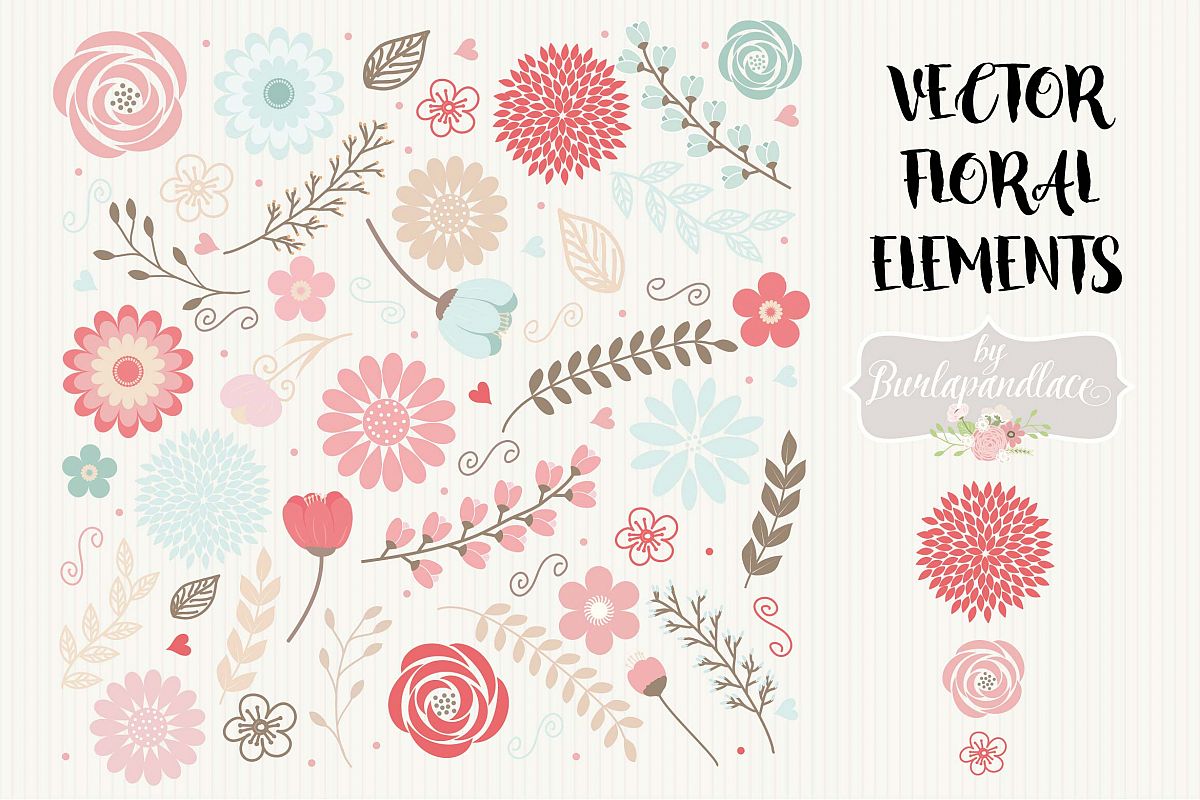 Vector floral elements clipart example image