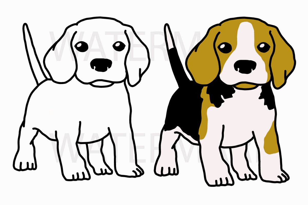 Cute Beagle Puppy Ready to play - Both | Design Bundles