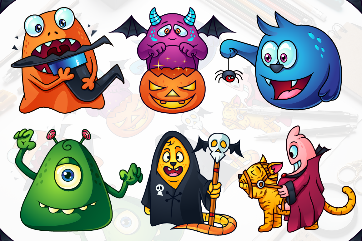 Cute Cartoon Monsters Set example image