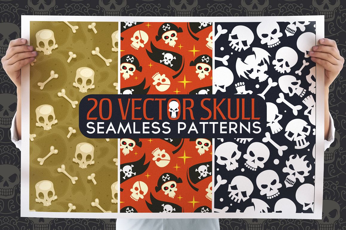 20 Skull Seamless Vector Patterns example image