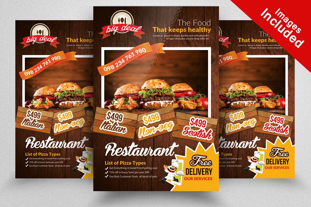 Restaurant Menu Flyer Template By Desig  Design Bundles