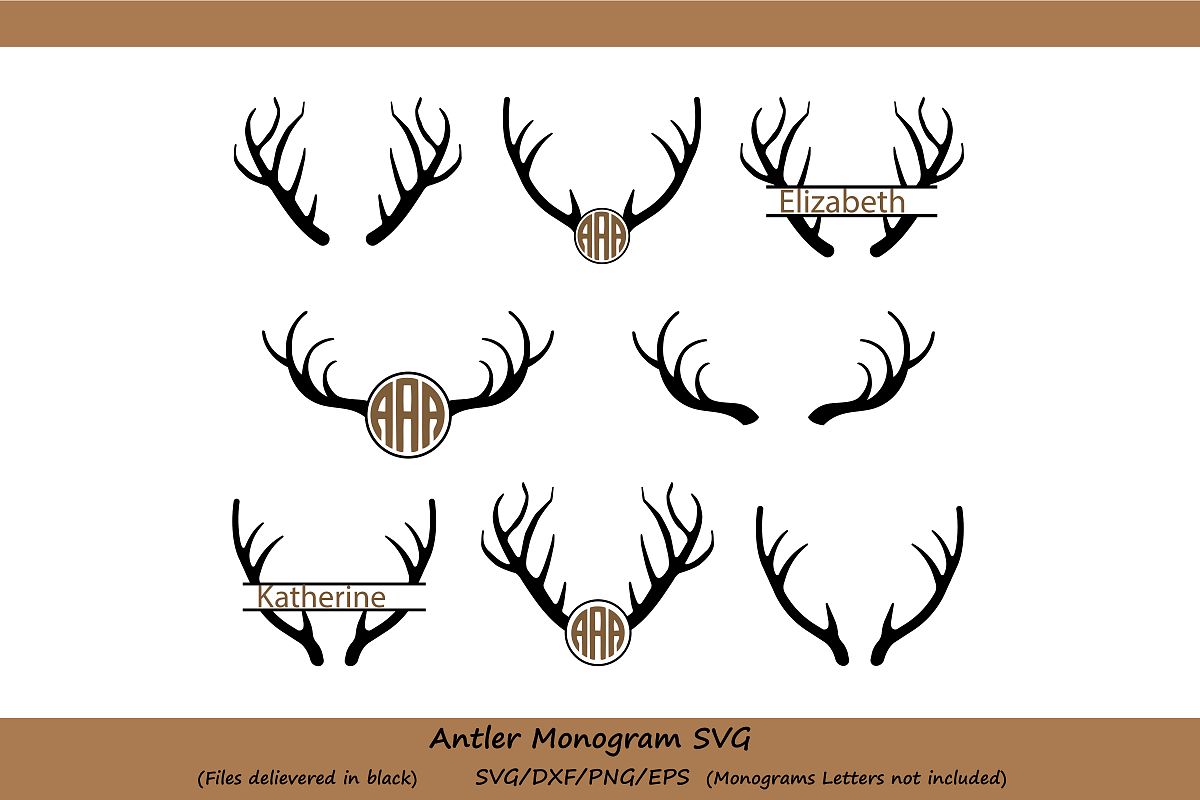 Download Antlers Svg, Antlers Monogram Svg, Deer | Design Bundles