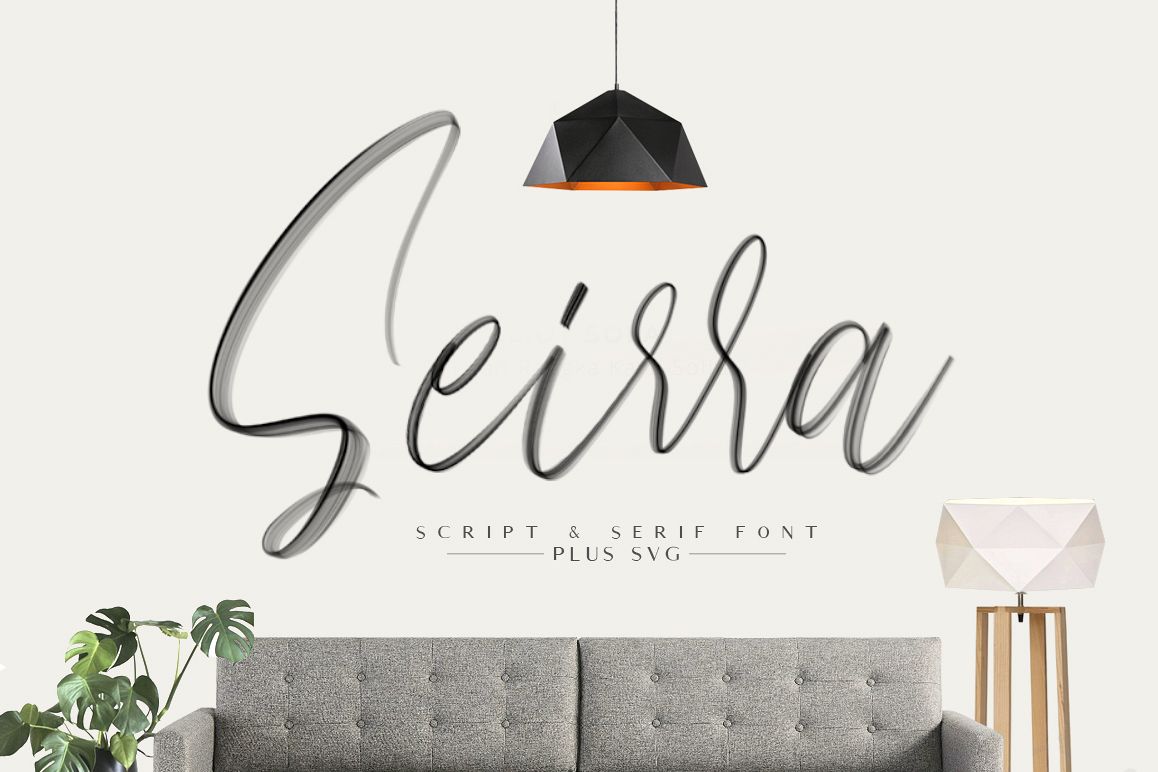 Seirra Typeface (Brush Font & Serif Font) plus SVG Font example image