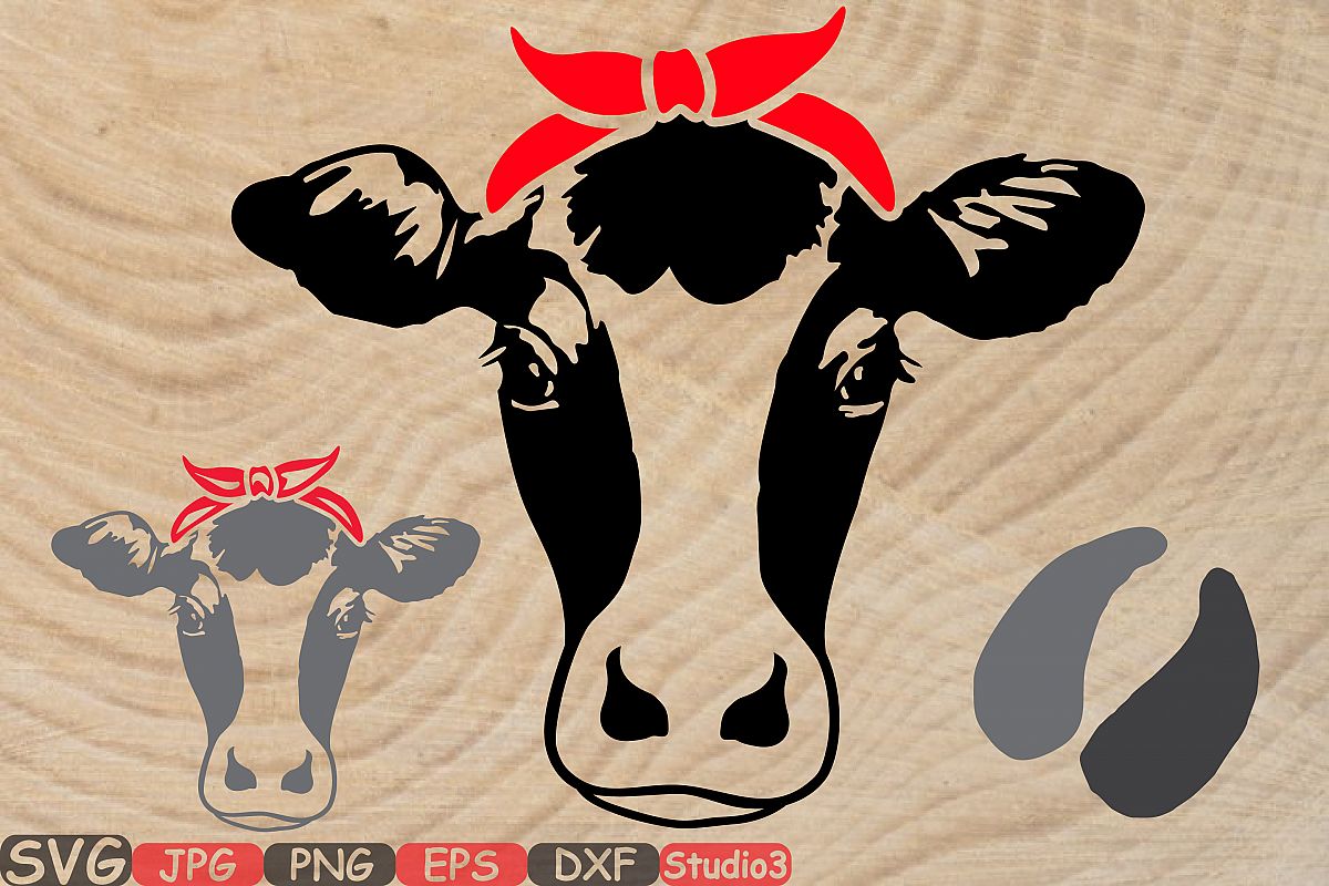 Download Cow Head whit Bandana Silhouette SVG Cu | Design Bundles