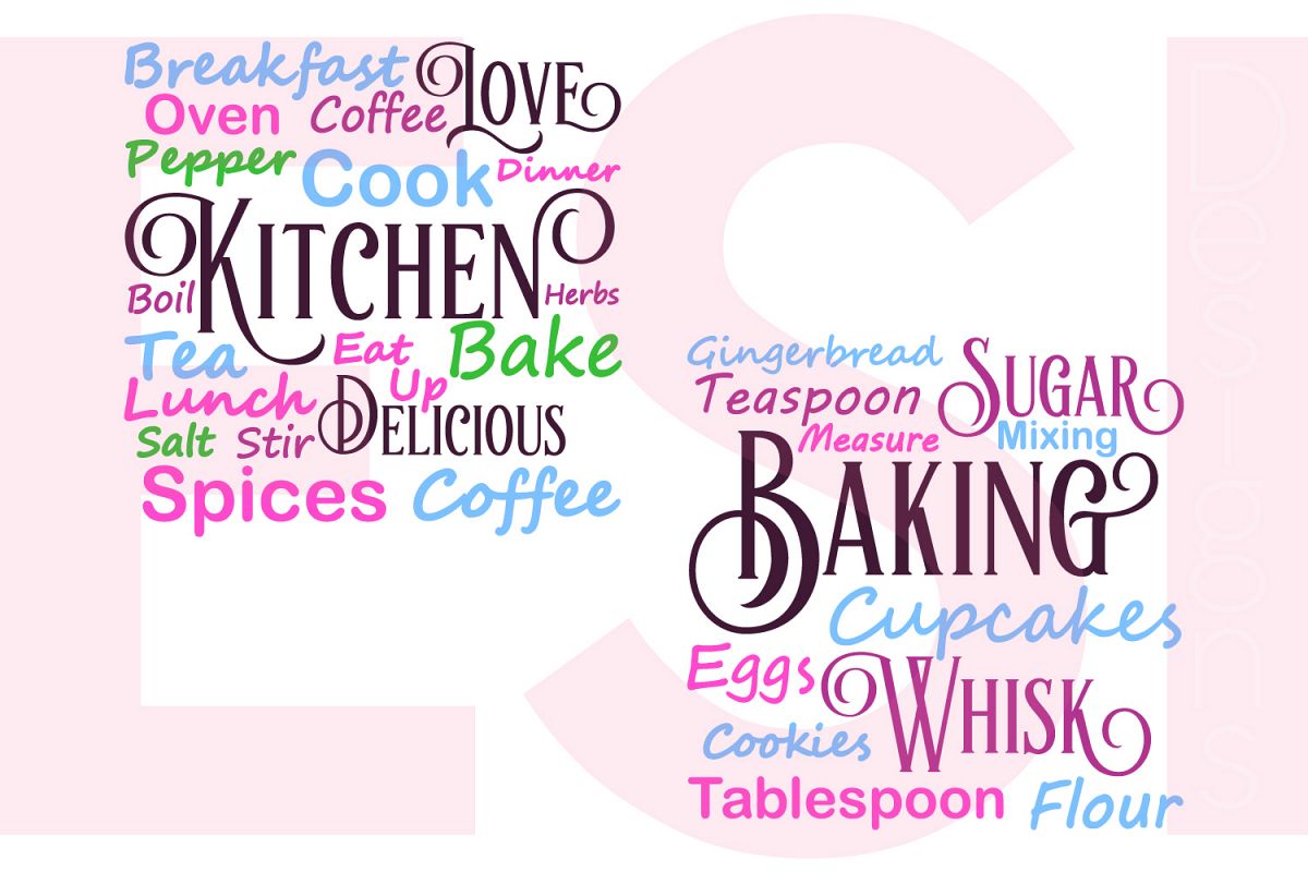 Kitchen and Baking Subway Art Set example image