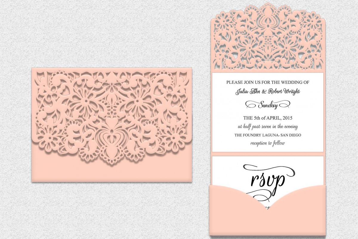 Tri Fold Lace pocket envelope, Tri Fold Design Bundles