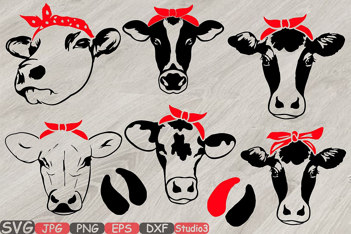 Download Cow Head whit Bandana Silhouette SVG Cu | Design Bundles