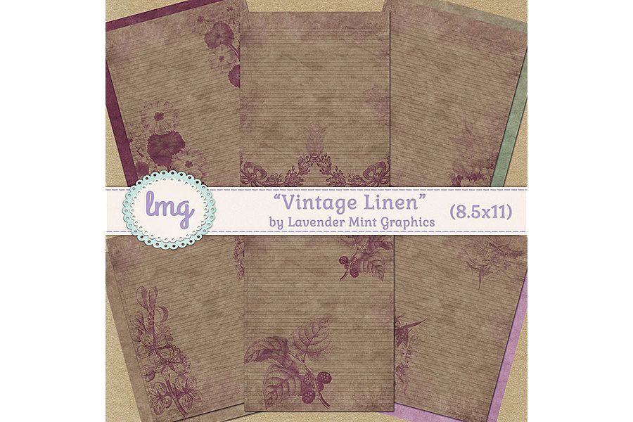 Vintage Linen Journal Papers example image