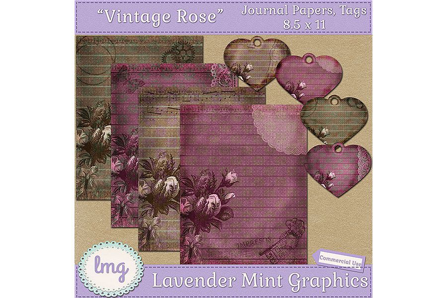 Vintage Rose Junk Journal Scrapbook Paper example image
