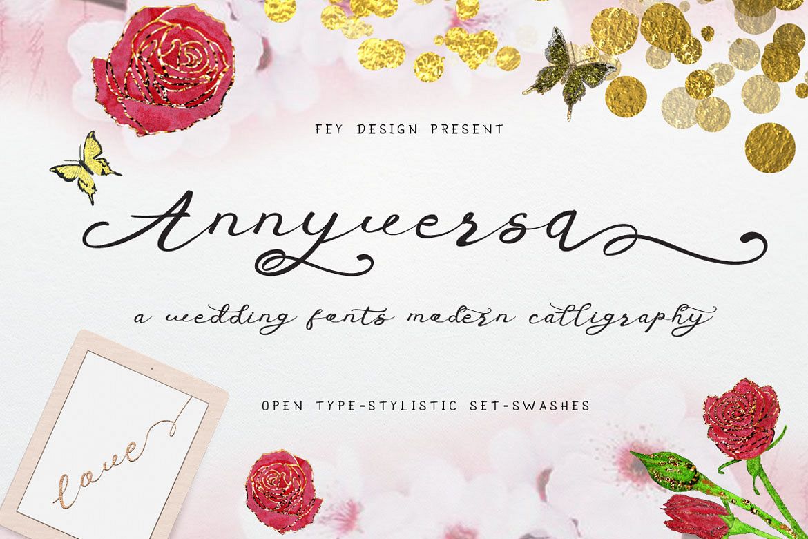 Free Anniversa Wedding Script Fonts