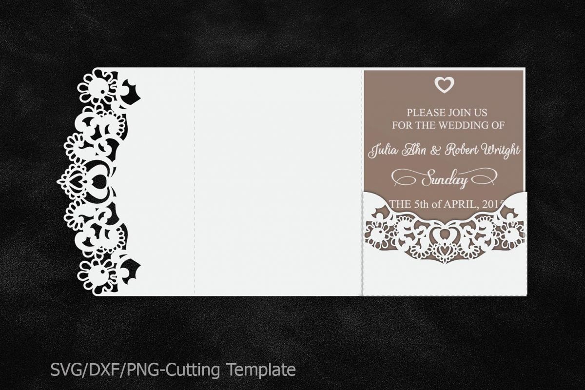 Download lace wedding invitation template, laser | Design Bundles