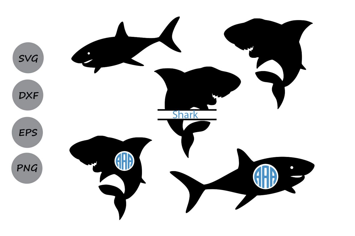 Download Shark svg silhouette, shark monogram sv | Design Bundles