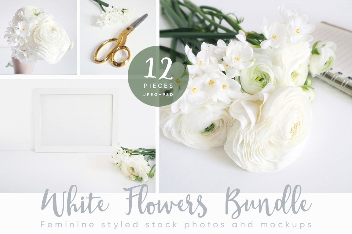 The White Flowers mock ups & photos bundle example image