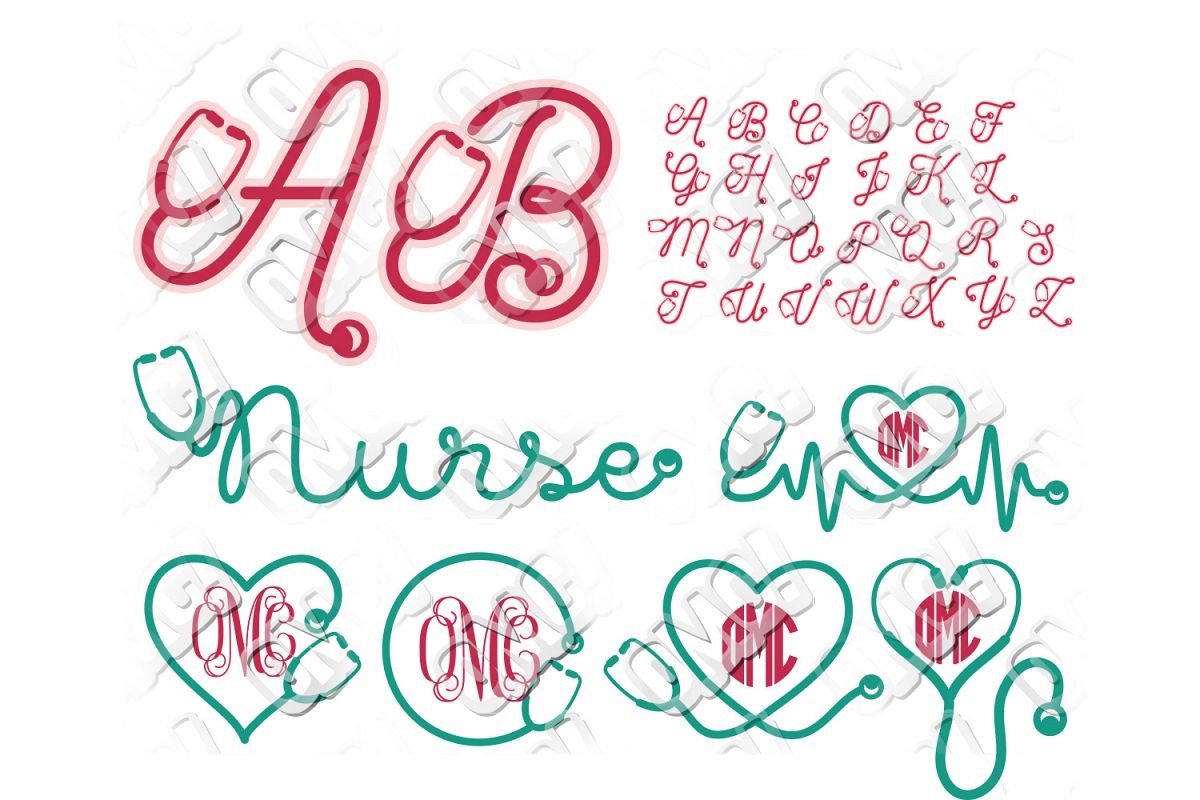 Download Nurse Stethoscope Alphabet Font SVG Bun | Design Bundles