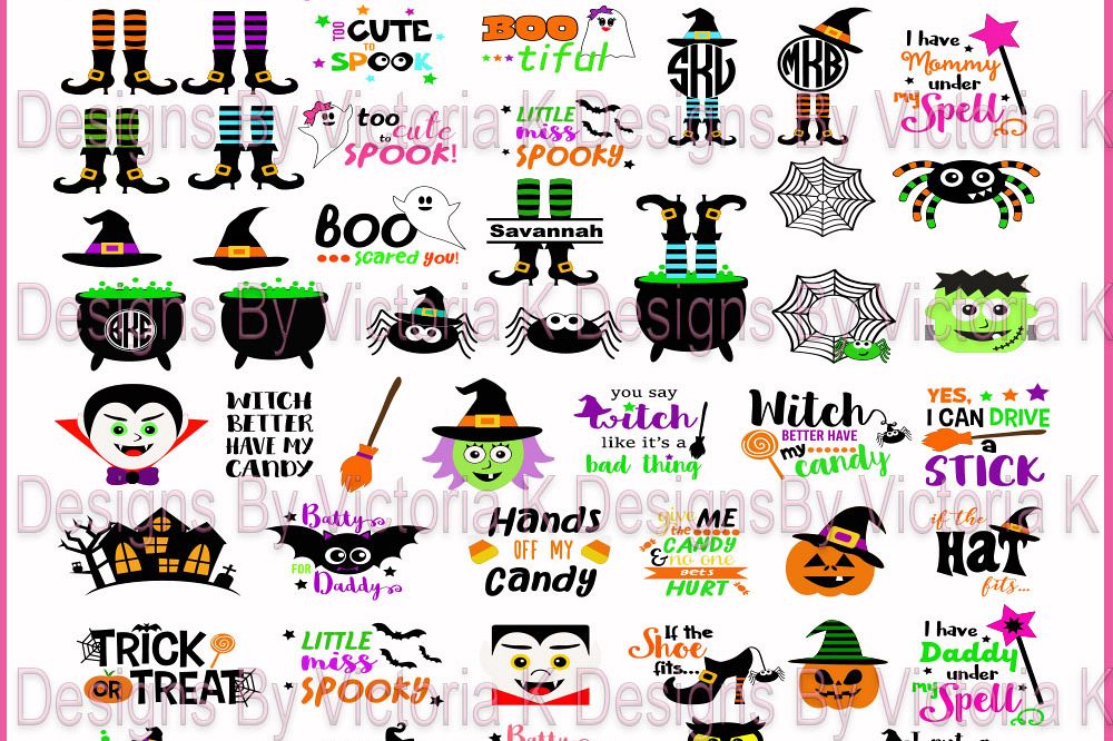Halloween Bundle, Pumpkins, Witches, Ghosts, Spooky, SVG, DXF, EPS Files, Cricut Design Space, Vinyl Cut Files example image