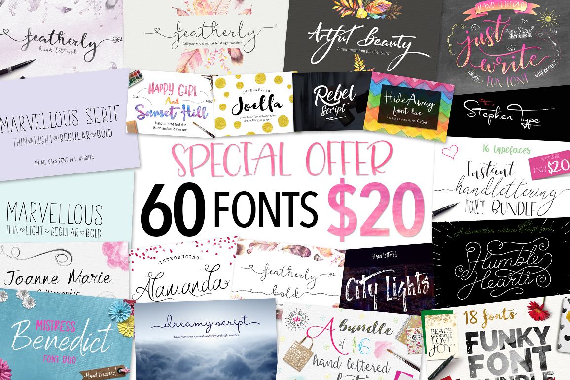 Joanne Marie 60 Font Bundle example image