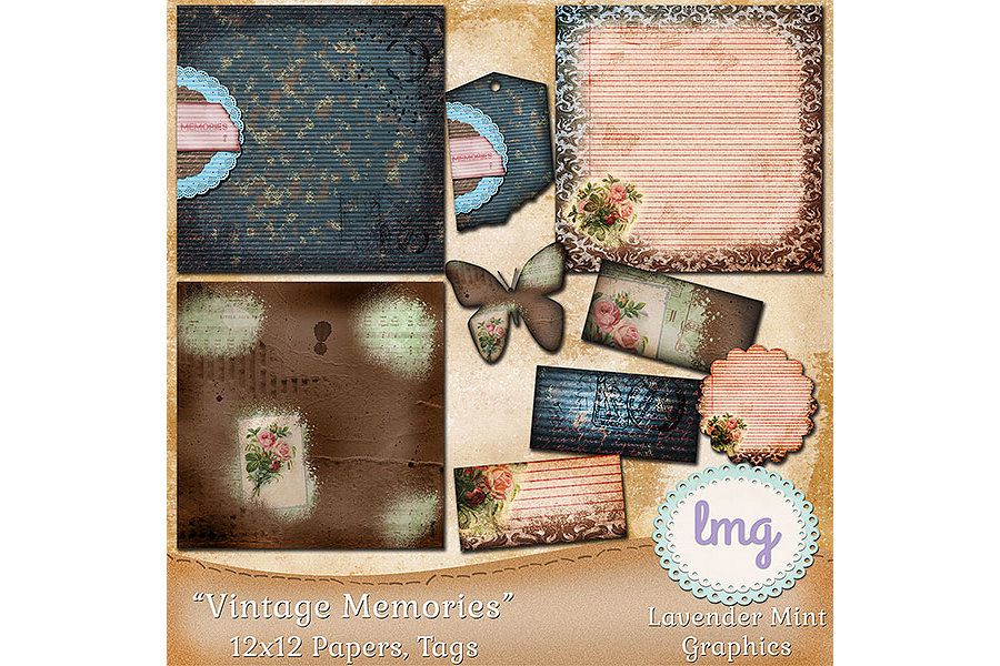 Vintage Memories Digital Scrapbook Papers example image