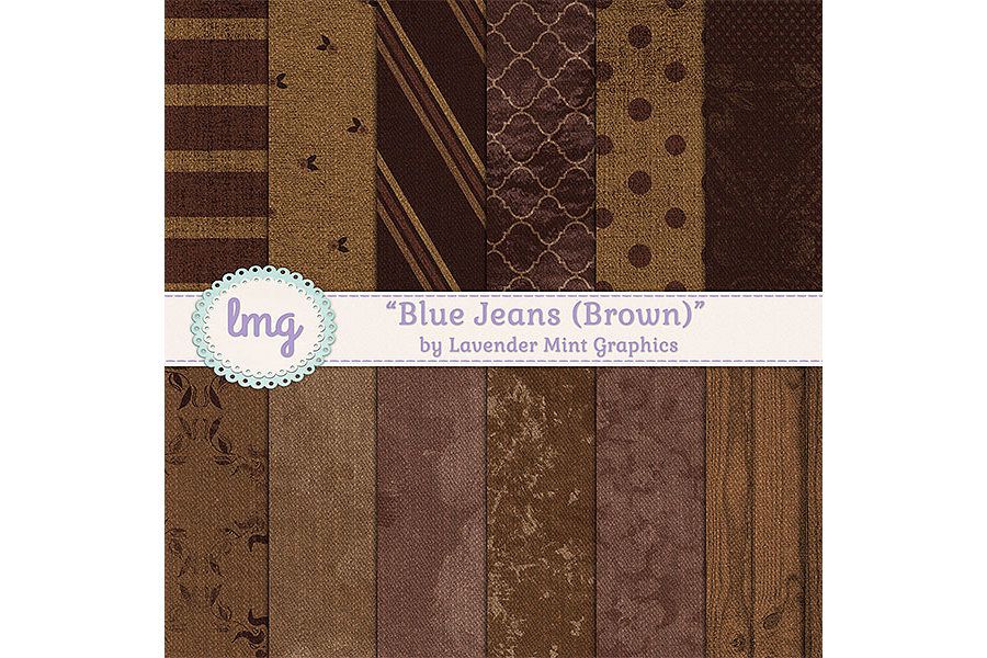 Brown Blue Jeans Digital Papers example image