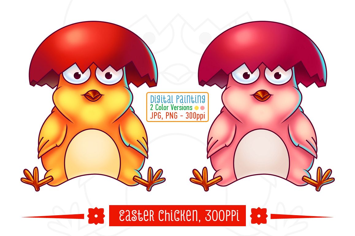 Easter Chicken with Egg Shell - Digital Painting example image