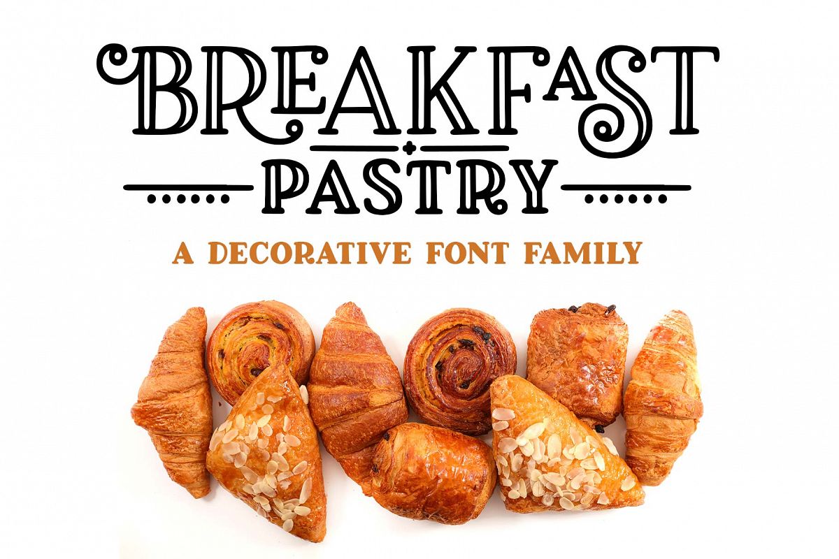 Breakfast Pastry: a decorative font family! example image
