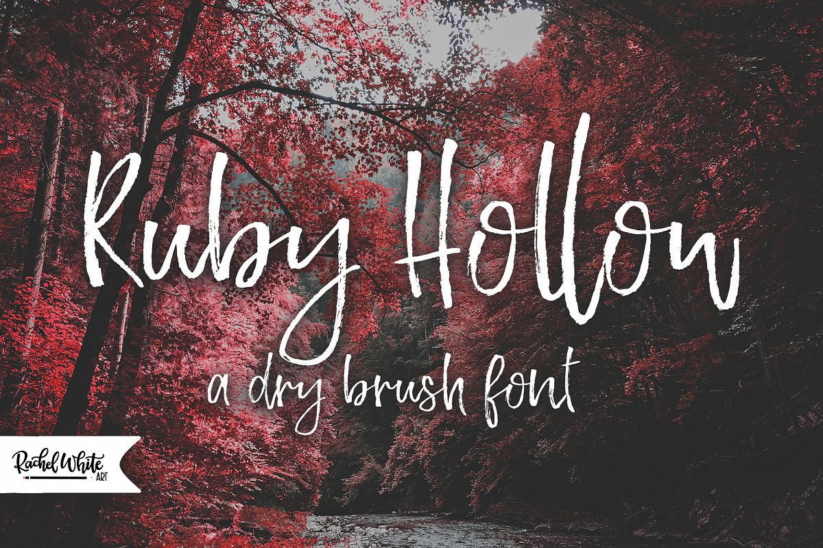 Ruby Hollow, a dry brush font example image