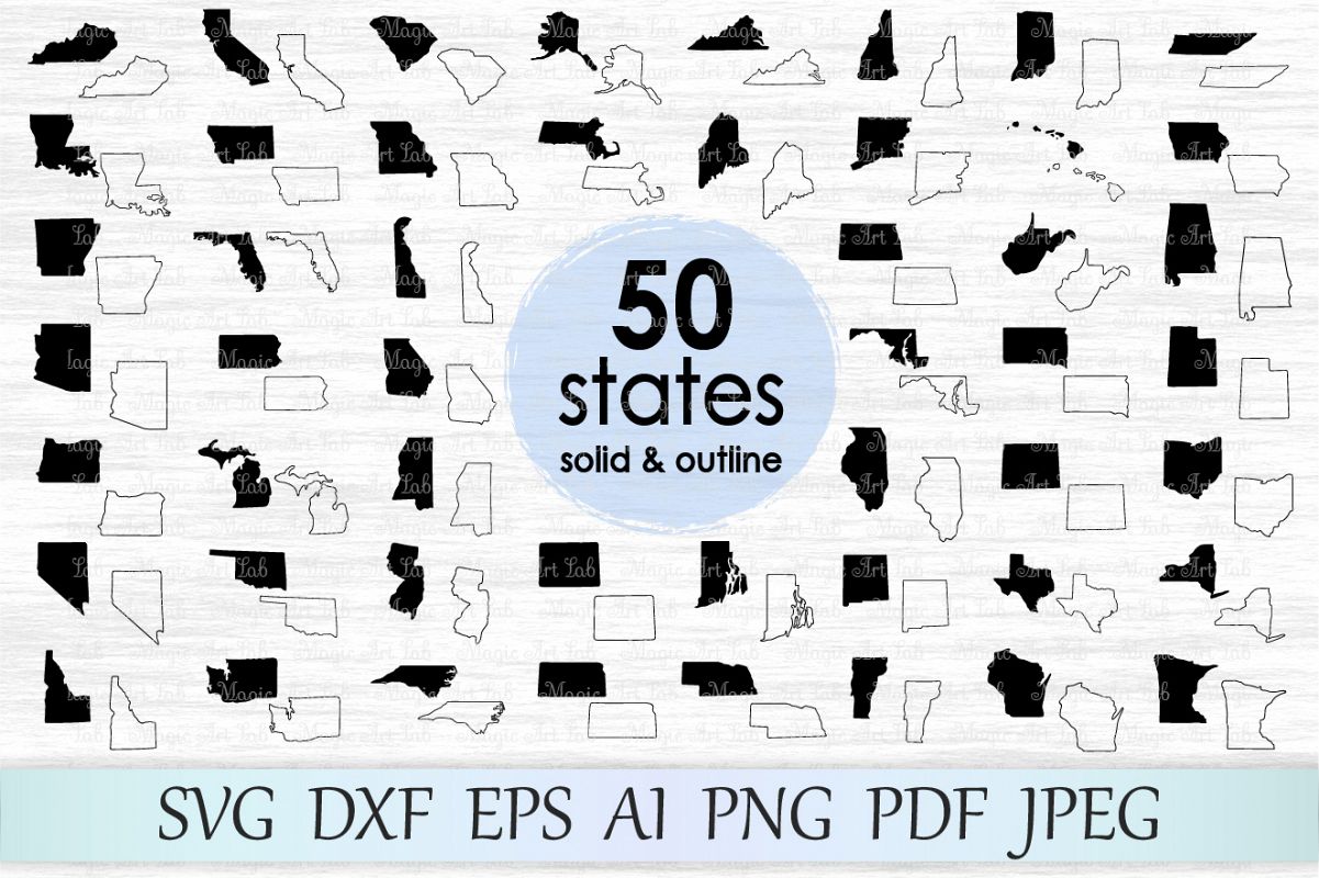 Download 50 states svg, 50 states vector, United | Design Bundles