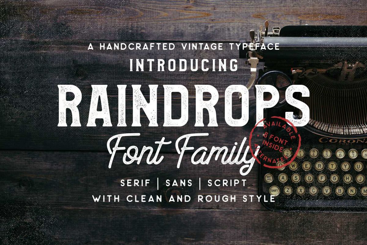 Raindrops Font Family example image