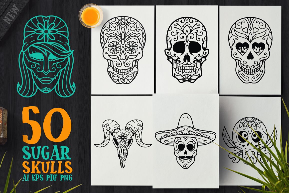 50 Vector Sugar Skulls example image