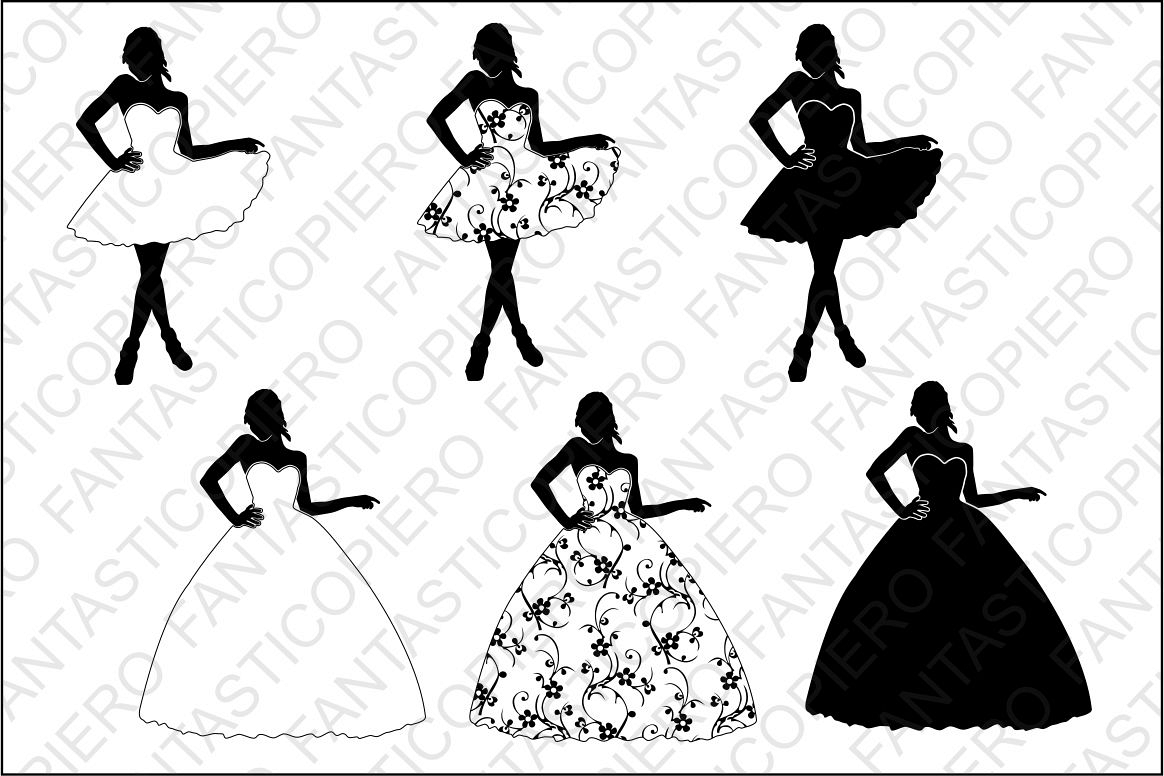 Download Woman in dress SVG files for Silhouette | Design Bundles