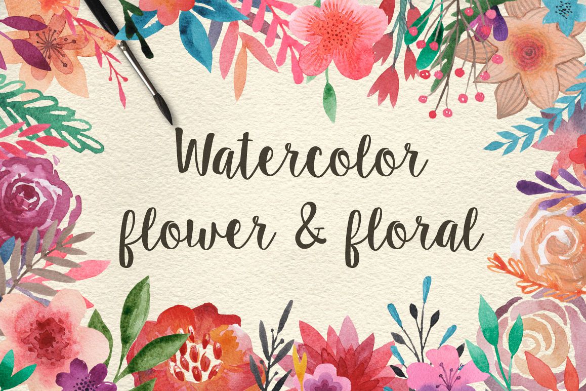 159 Watercolor flowers & florals example image