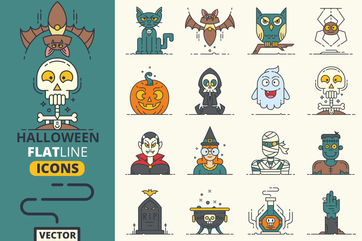 Halloween Flat Line Icons Vol.1 example image
