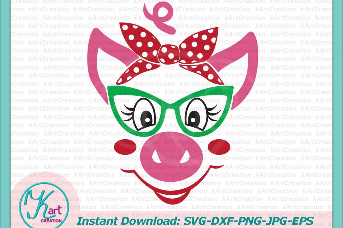 Download pig with glasses, svg file, pig with ba | Design Bundles