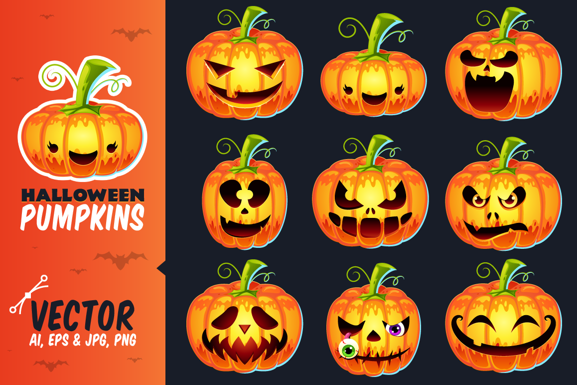 Halloween Pumpkins - Vector Set example image