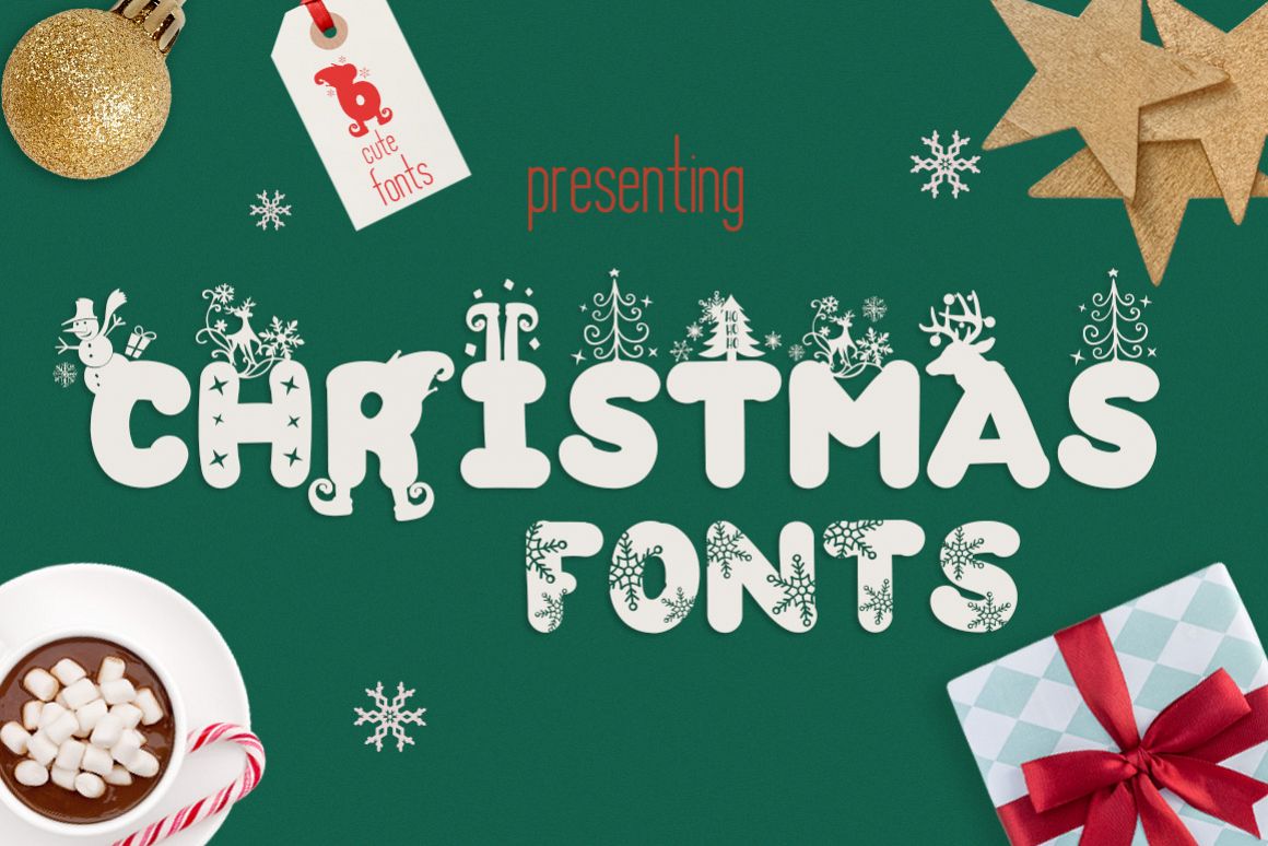 The Christmas Fonts Bundle with 6 Fonts & Bonus example image