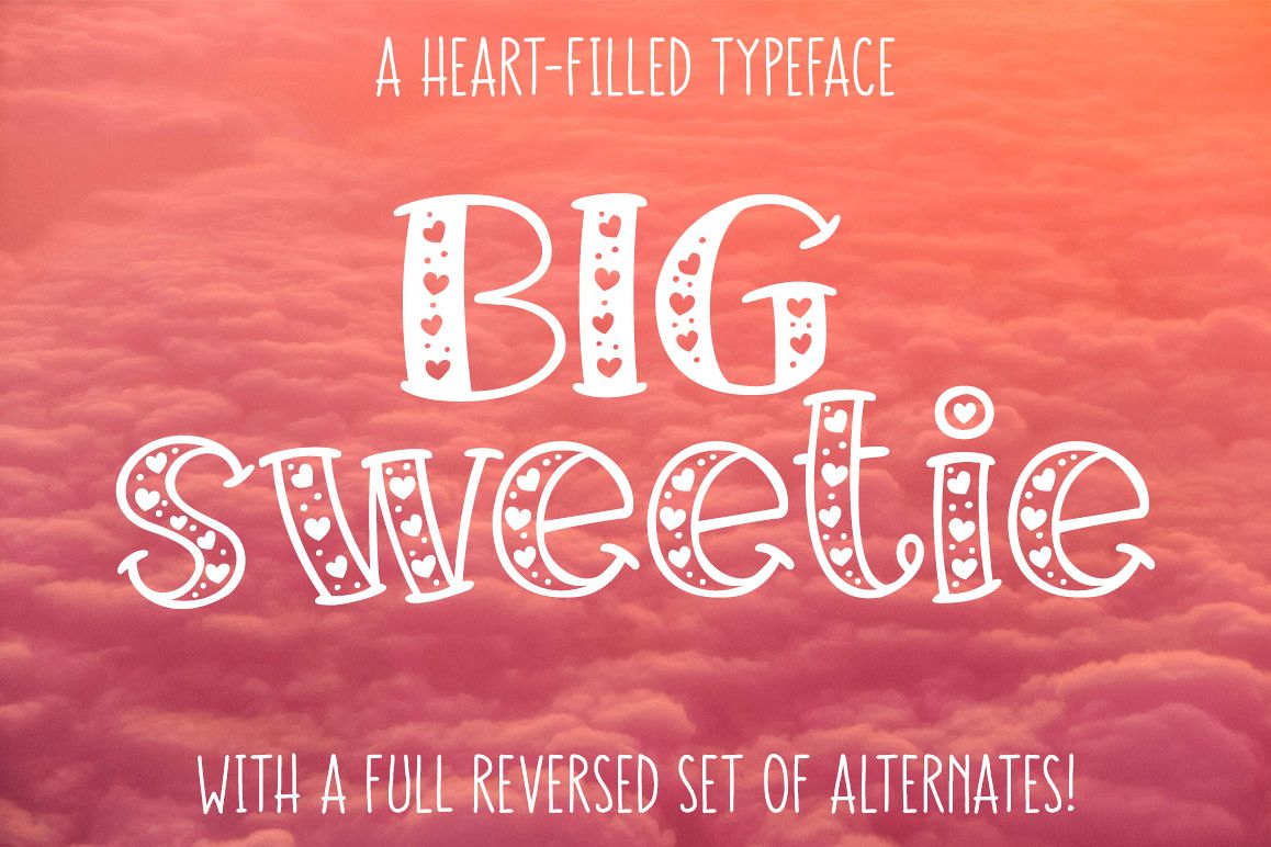 Big Sweetie - font filled with hearts