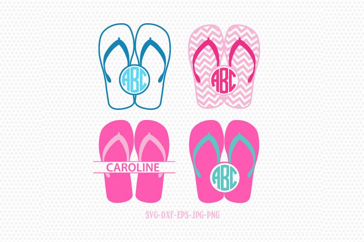 Summer Flip Flops monogram frames SVG, | Design Bundles