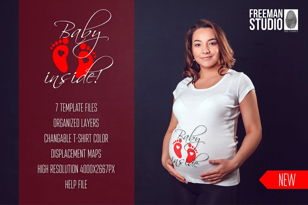 Pregnant Woman T-Shirt Mock-Up example image