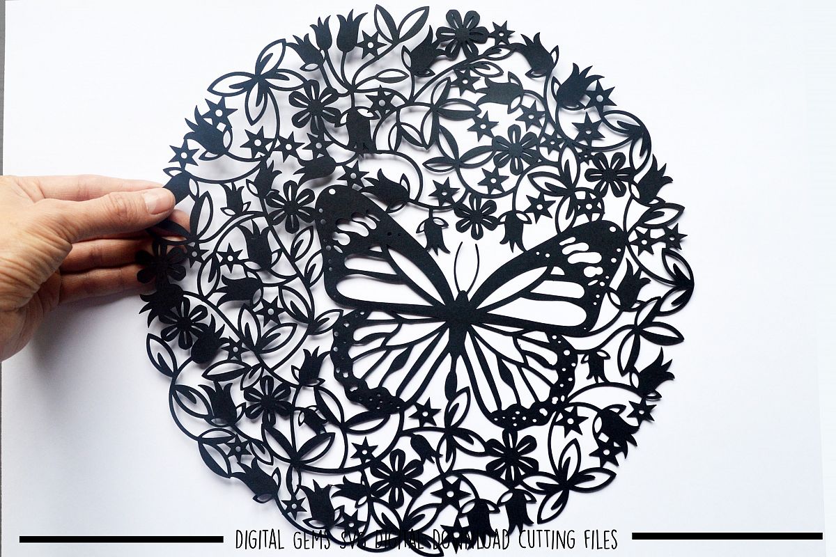 Butterfly paper cut SVG / DXF / EPS files example image