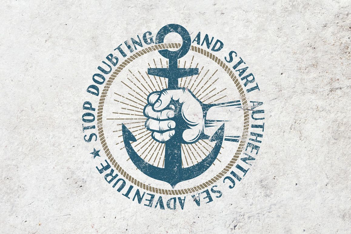 Anchor in hand retro logo example image