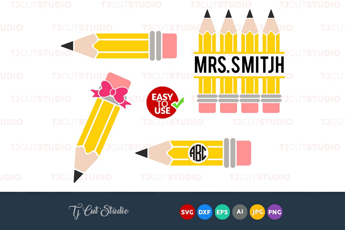 Download Pencil svg, pencil monogram svg, teache | Design Bundles