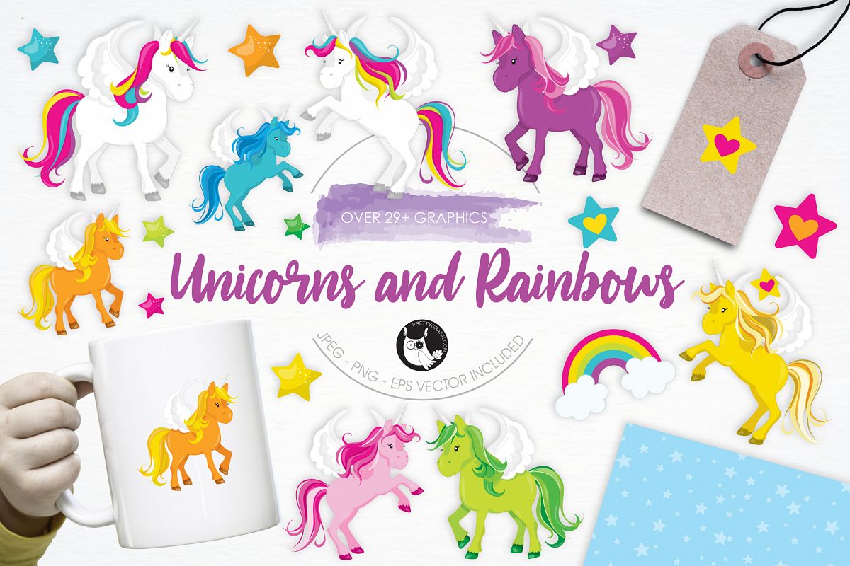 Unicorns and Rainbows graphics and illustrations example image